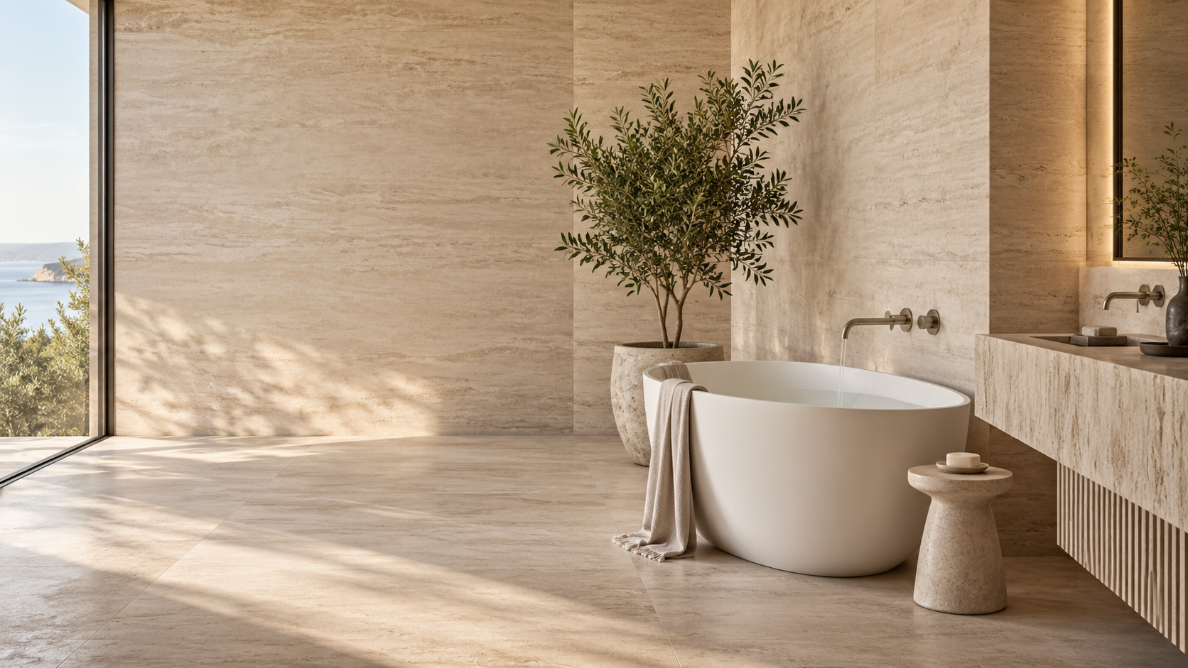 Warm contemporary bathroom